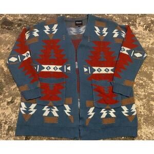 HEIMISH Aztec Open Duster Cardigan Pocket Sweater Knit M/L